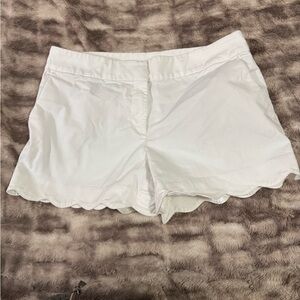 LOFT White Scalloped Hem Shorts